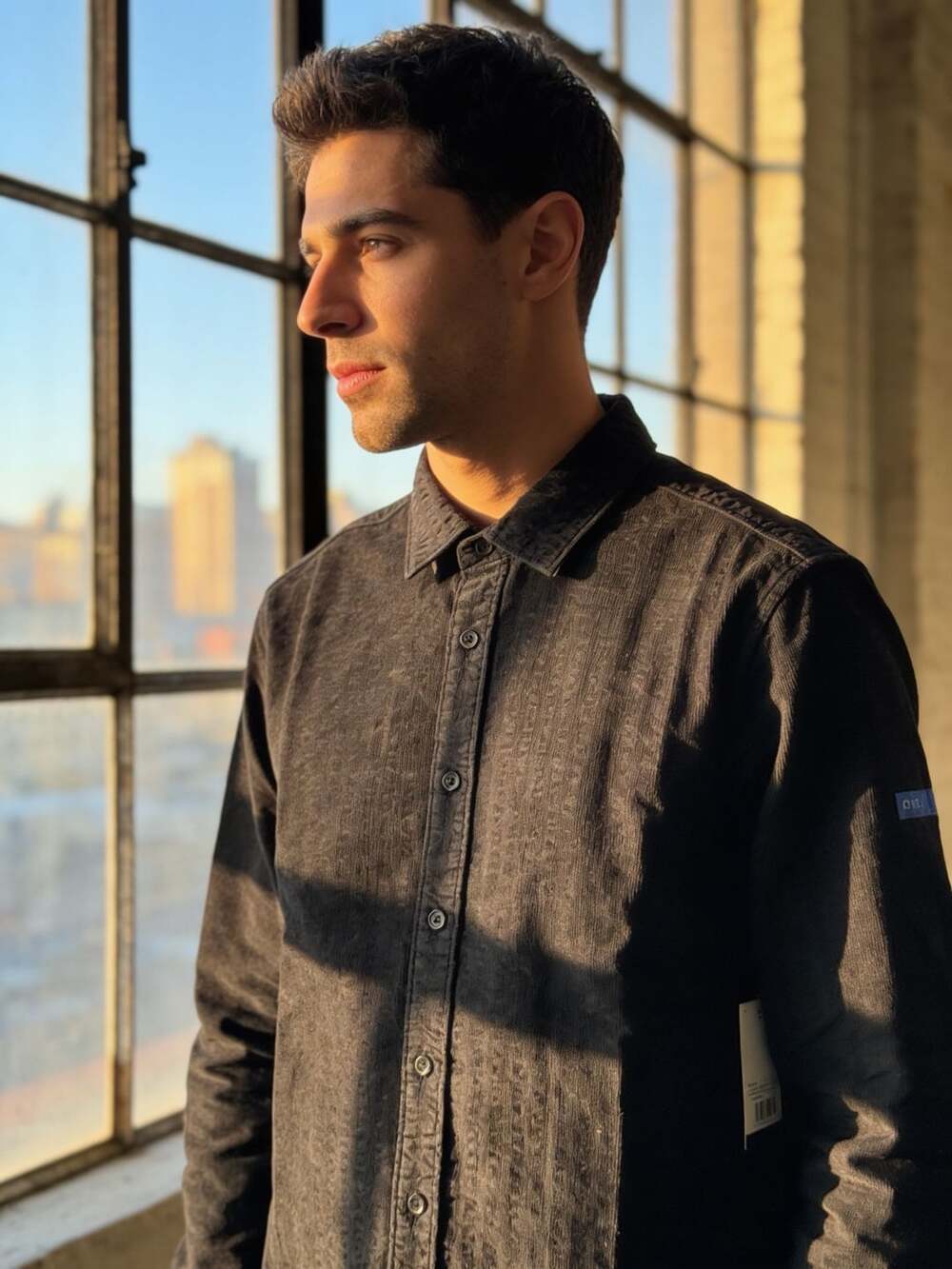 Apt. 9 Mens Long Sleeve Button-Down Corduroy Shirt Black